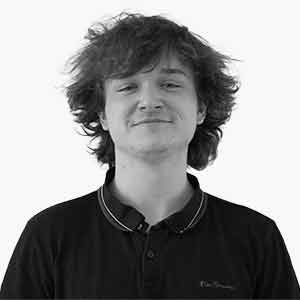 Black and white headshot of Aidan Read, Graduate Web Developer at AUZi Insurance